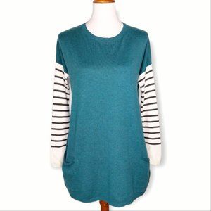 NWT Matilda Jane Tunic Sweater Size Medium Dark Teal Stripes